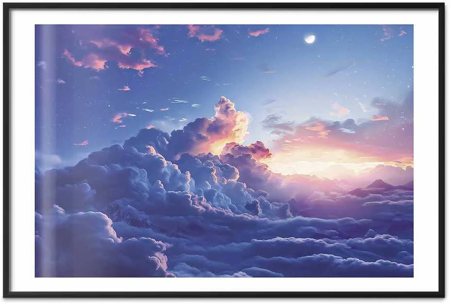 Artgeist Plakatas - Night Concert in the Mountains: Clouds Illuminated by the Last Rays of the Sun