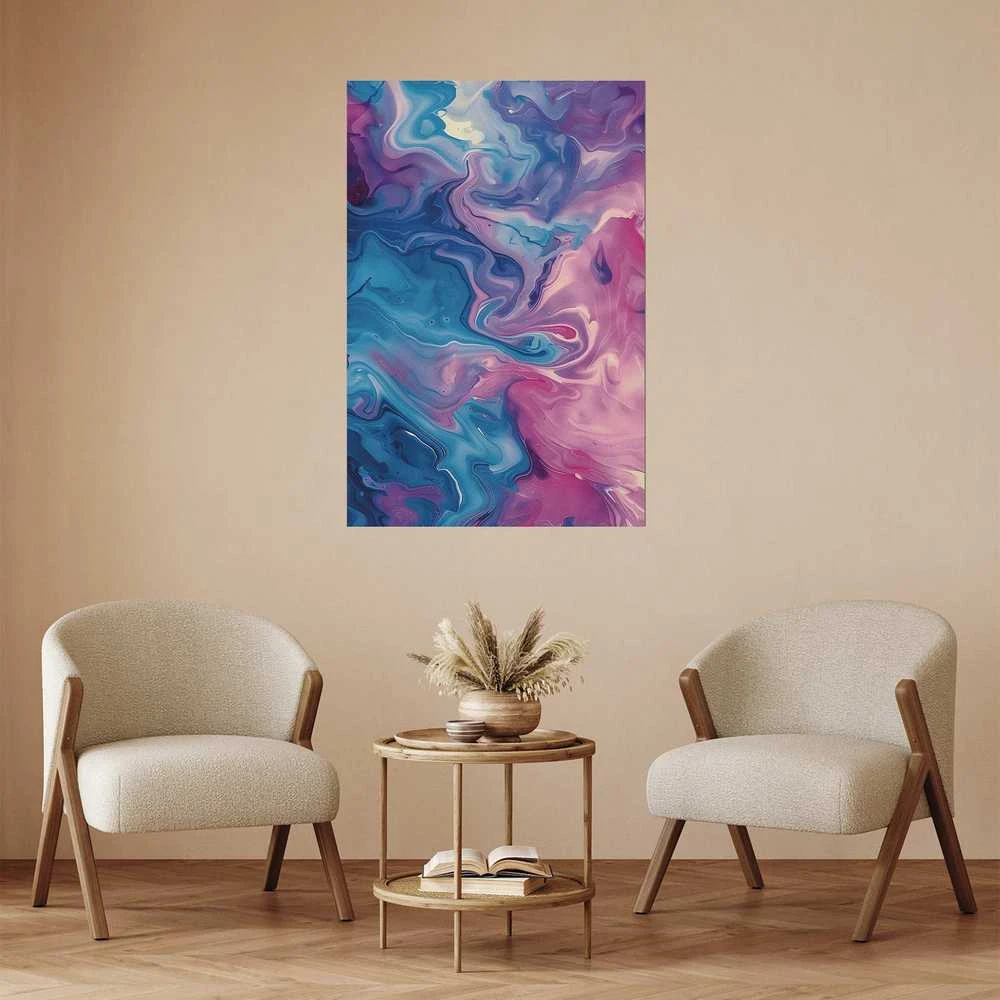 Artgeist Plakatas - Night Flows - abstract waves in shades of mėlynas and violetinė