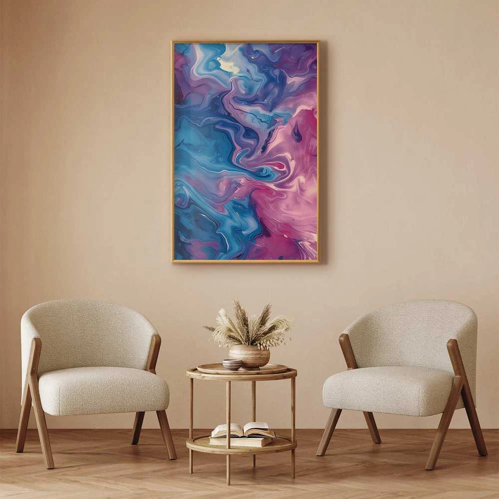 Artgeist Plakatas - Night Flows - abstract waves in shades of mėlynas and violetinė
