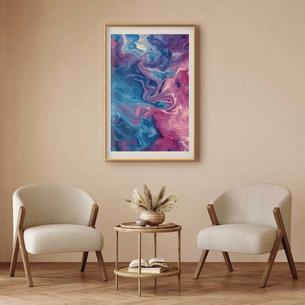 Artgeist Plakatas - Night Flows - abstract waves in shades of mėlynas and violetinė