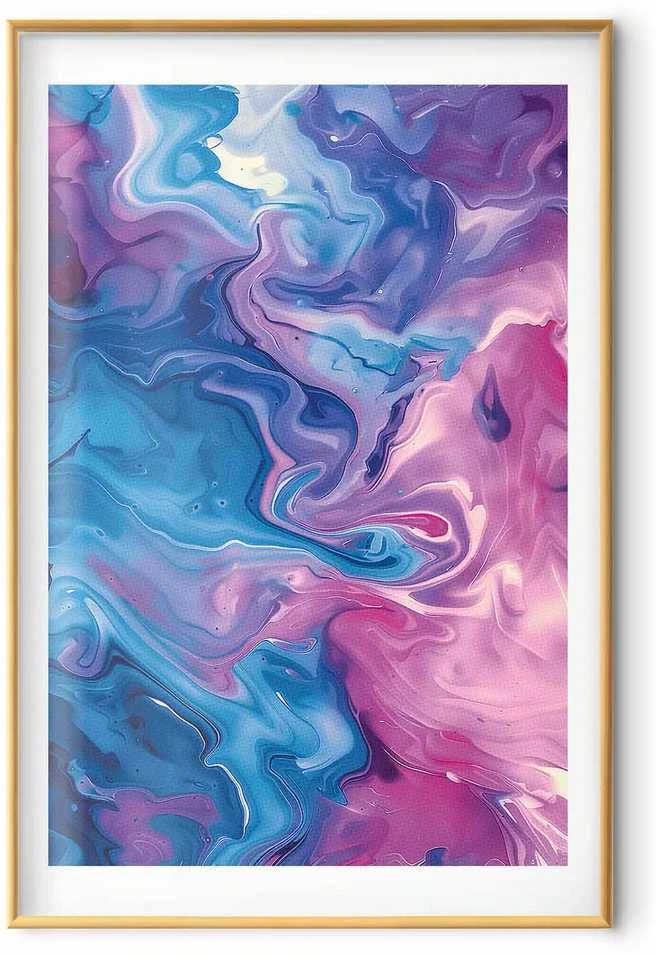 Artgeist Plakatas - Night Flows - abstract waves in shades of mėlynas and violetinė