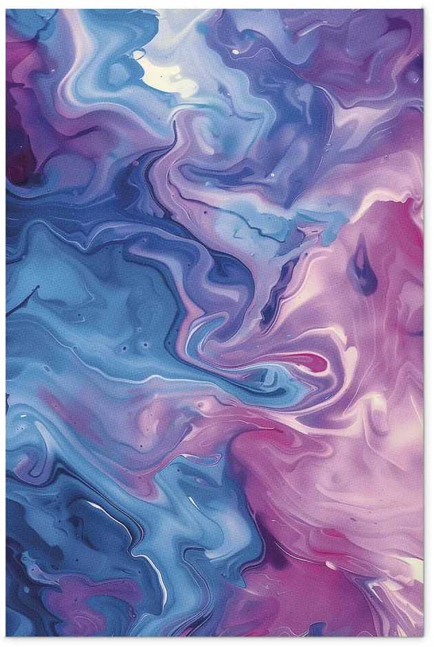 Artgeist Plakatas - Night Flows - abstract waves in shades of mėlynas and violetinė
