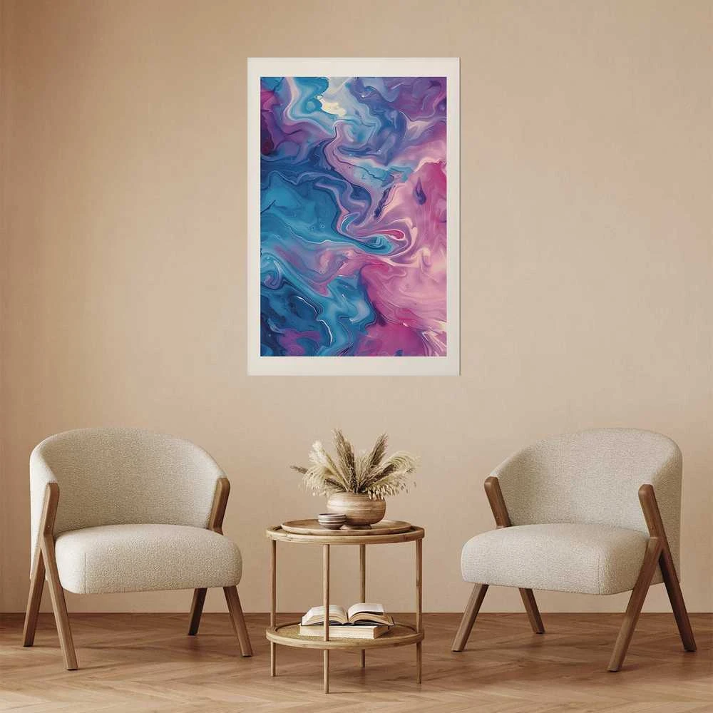 Artgeist Plakatas - Night Flows - abstract waves in shades of mėlynas and violetinė