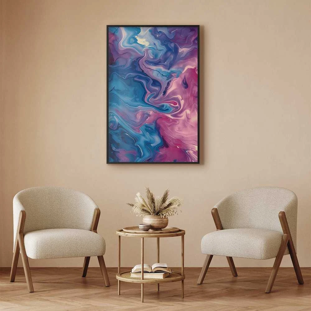 Artgeist Plakatas - Night Flows - abstract waves in shades of mėlynas and violetinė