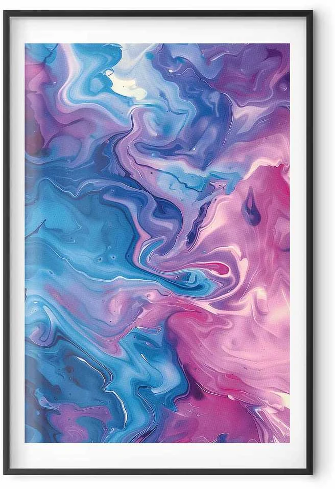 Artgeist Plakatas - Night Flows - abstract waves in shades of mėlynas and violetinė
