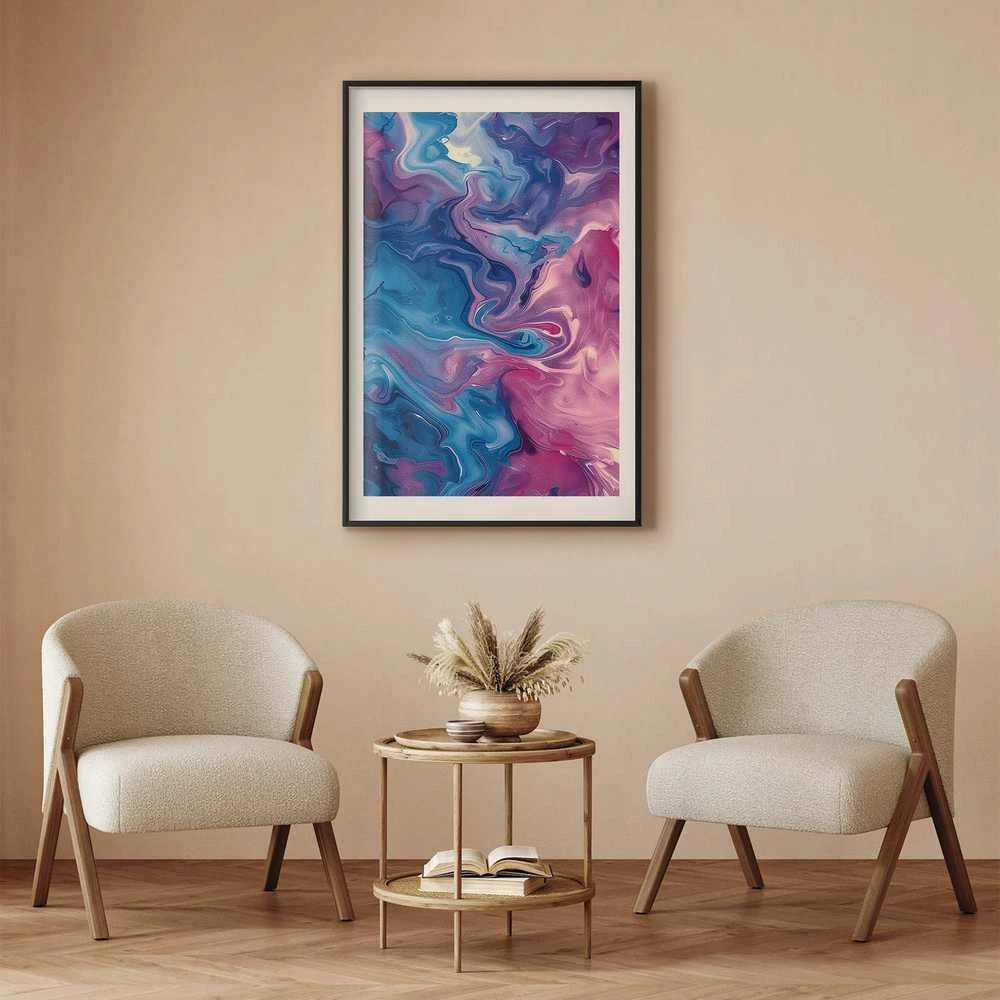Artgeist Plakatas - Night Flows - abstract waves in shades of mėlynas and violetinė