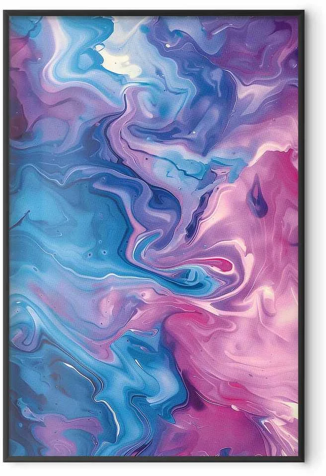 Artgeist Plakatas - Night Flows - abstract waves in shades of mėlynas and violetinė