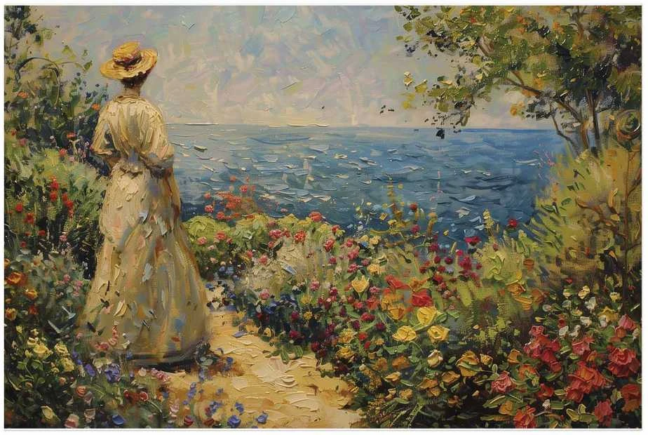 Artgeist Plakatas - Nostalgic impression - a pensive woman contemplating