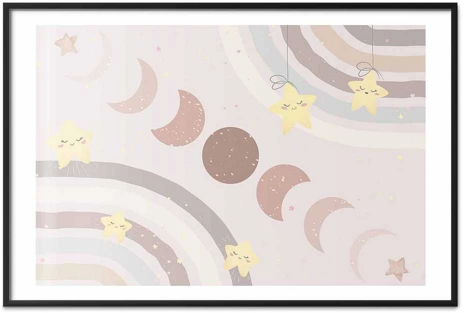 Artgeist Plakatas - Phases of the Moon with a Rainbow