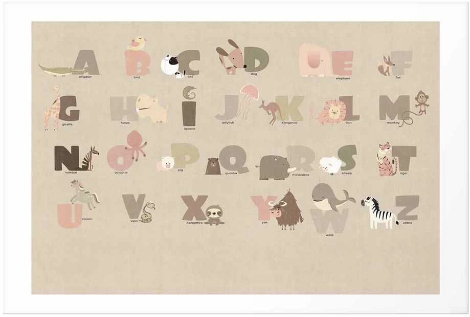 Artgeist Plakatas - rusvai gelsvas Alphabet