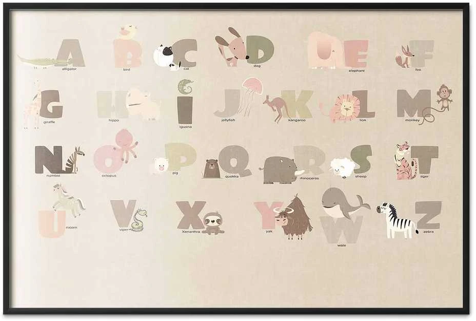 Artgeist Plakatas - rusvai gelsvas Alphabet