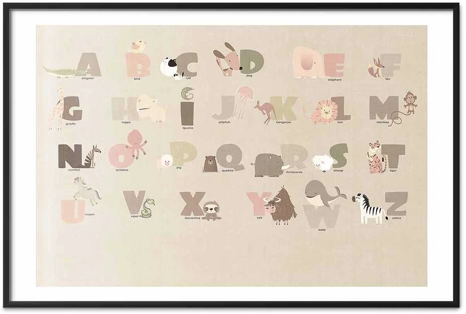 Artgeist Plakatas - rusvai gelsvas Alphabet