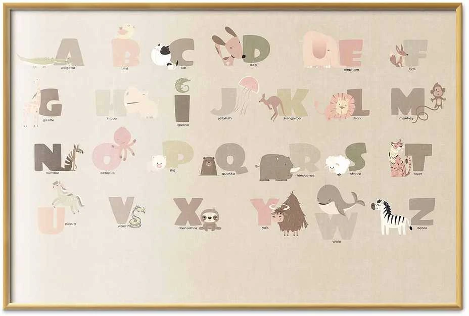 Artgeist Plakatas - rusvai gelsvas Alphabet