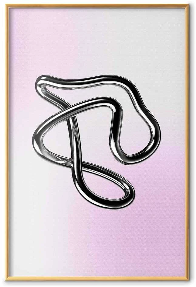 Artgeist Plakatas - Sidabrinis Intricacies - fluid metallic figure on a gradient background