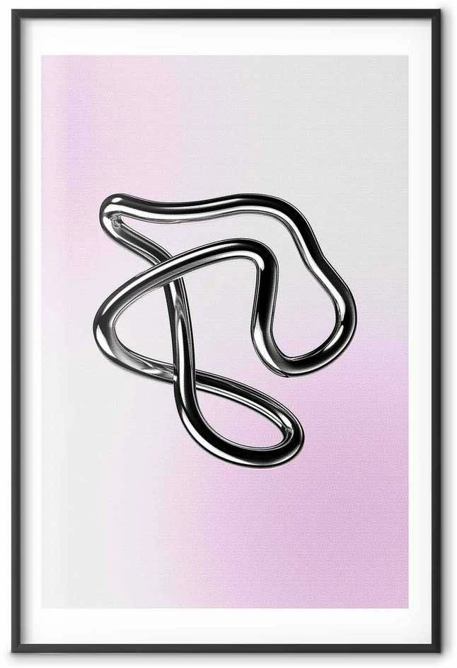 Artgeist Plakatas - Sidabrinis Intricacies - fluid metallic figure on a gradient background