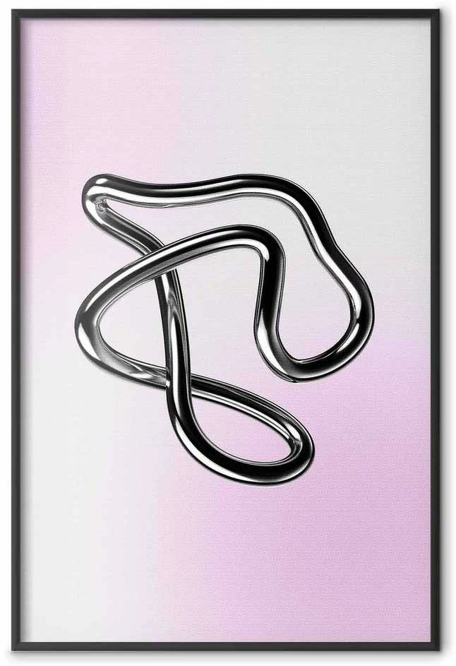 Artgeist Plakatas - Sidabrinis Intricacies - fluid metallic figure on a gradient background