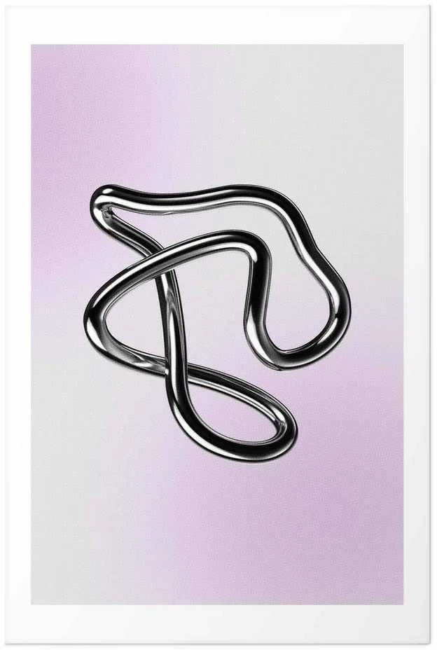 Artgeist Plakatas - Sidabrinis Intricacies - fluid metallic figure on a gradient background
