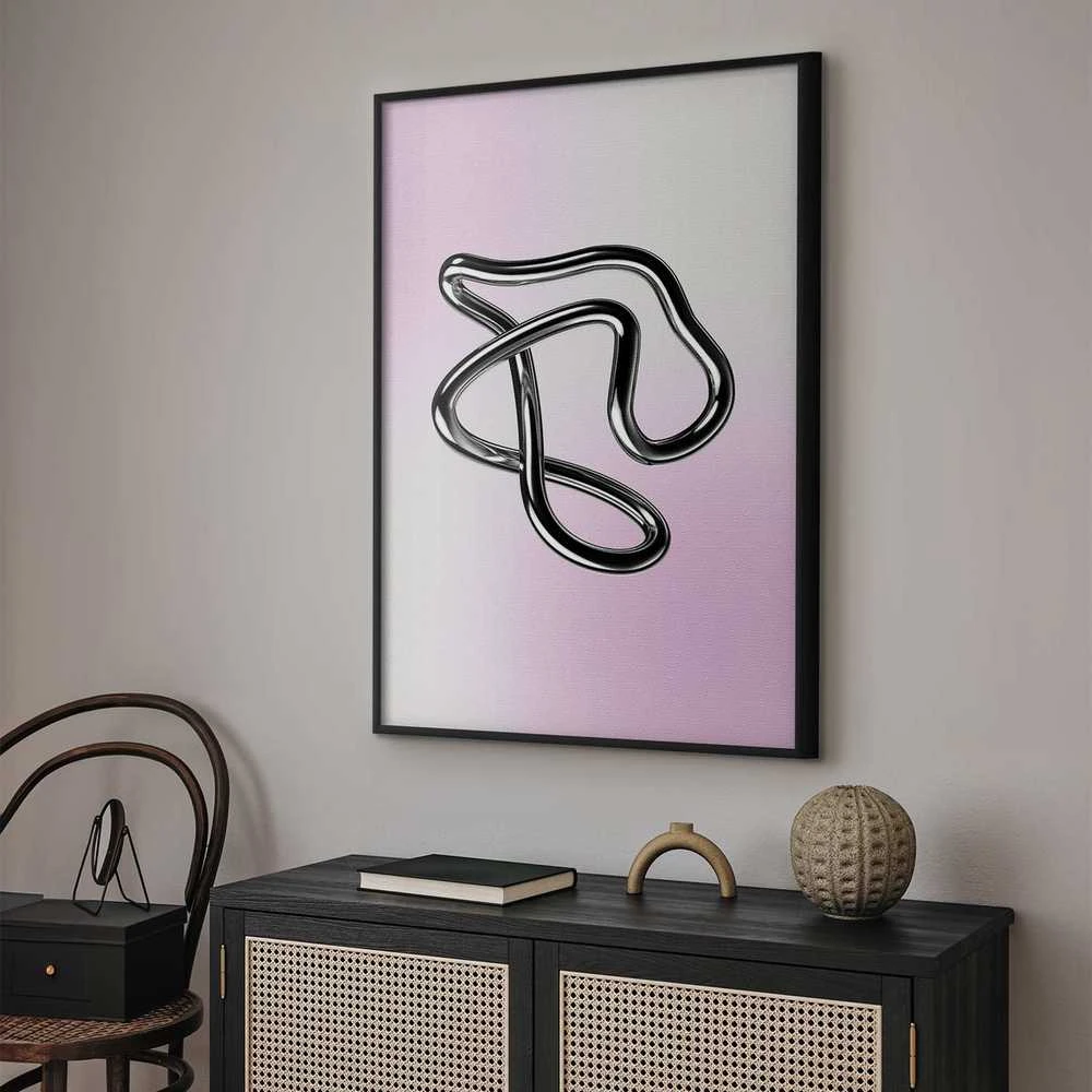 Artgeist Plakatas - Sidabrinis Intricacies - fluid metallic figure on a gradient background