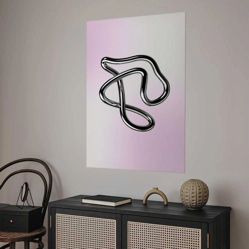 Artgeist Plakatas - Sidabrinis Intricacies - fluid metallic figure on a gradient background
