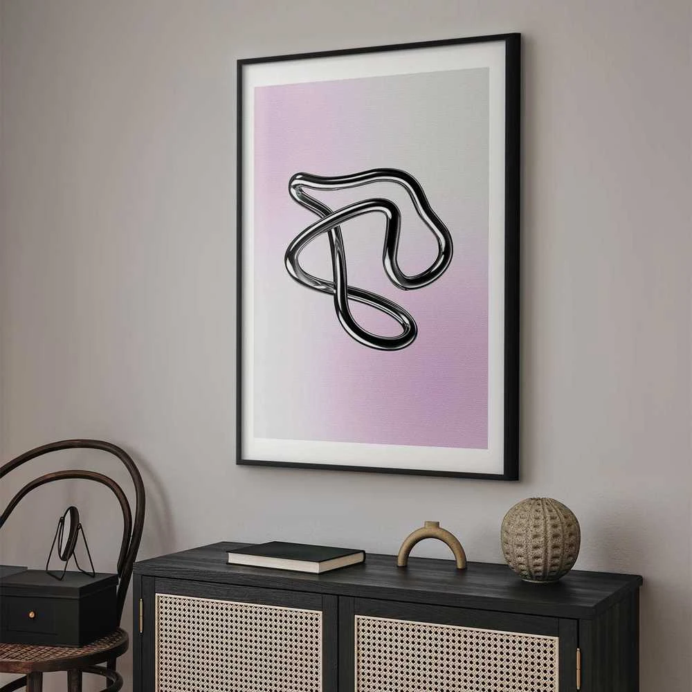Artgeist Plakatas - Sidabrinis Intricacies - fluid metallic figure on a gradient background