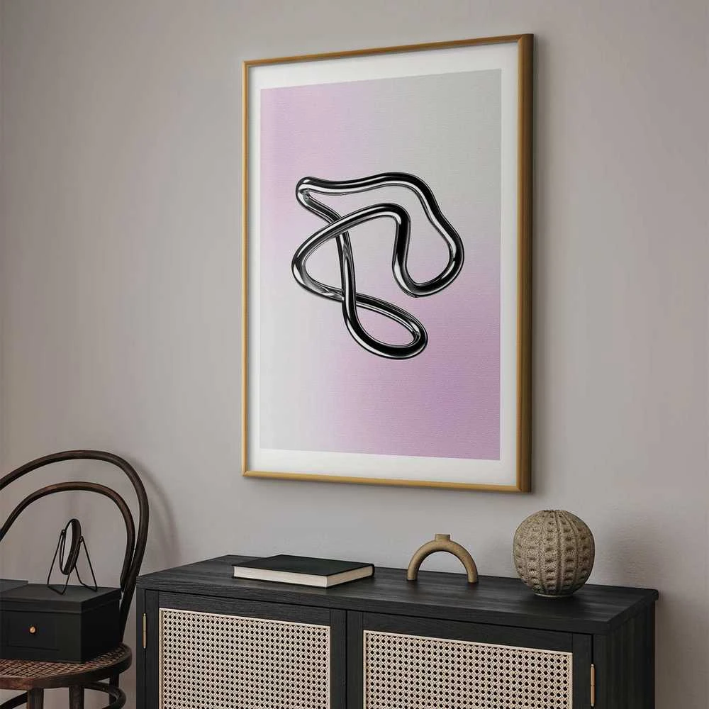 Artgeist Plakatas - Sidabrinis Intricacies - fluid metallic figure on a gradient background