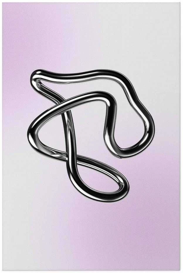 Artgeist Plakatas - Sidabrinis Intricacies - fluid metallic figure on a gradient background
