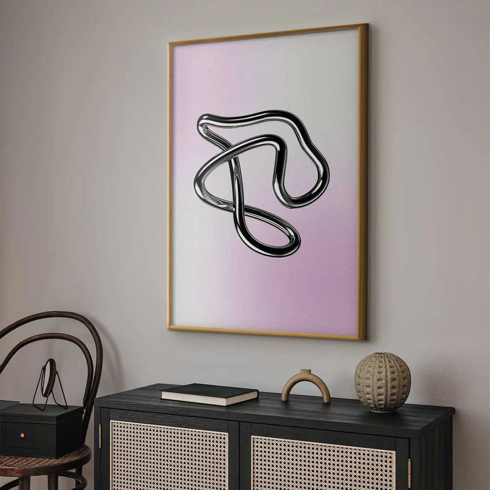 Artgeist Plakatas - Sidabrinis Intricacies - fluid metallic figure on a gradient background
