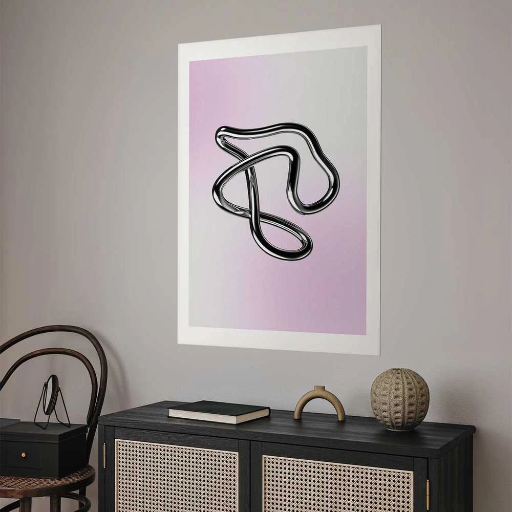 Artgeist Plakatas - Sidabrinis Intricacies - fluid metallic figure on a gradient background