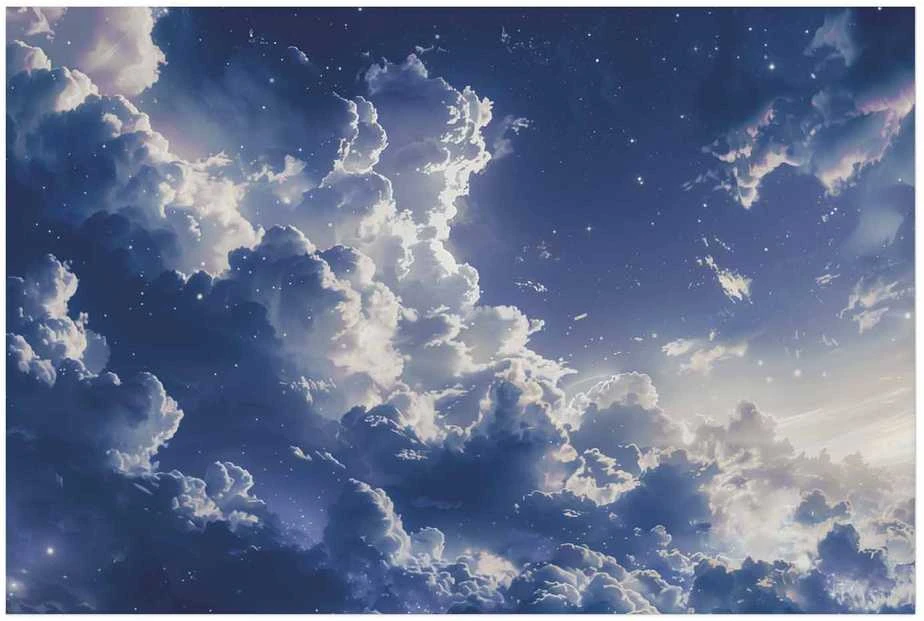 Artgeist Plakatas - Starry Clouds and Soft Light Over a Corner of the Sky