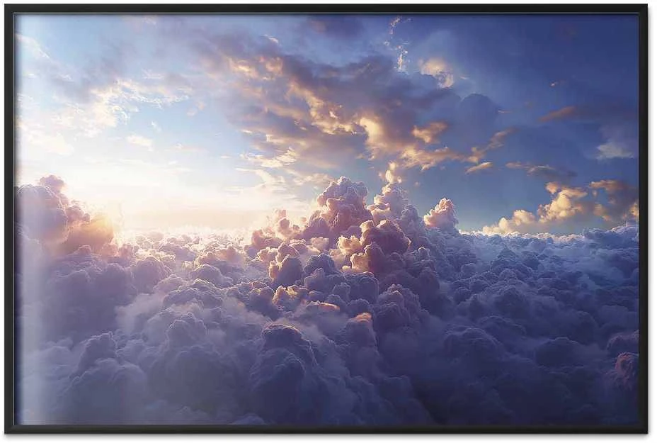 Artgeist Plakatas - Sun in Hiding: The Golden Face of the Sky Over the Cloudy Sea
