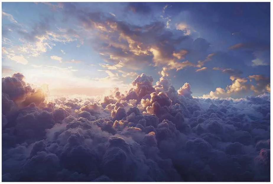 Artgeist Plakatas - Sun in Hiding: The Golden Face of the Sky Over the Cloudy Sea