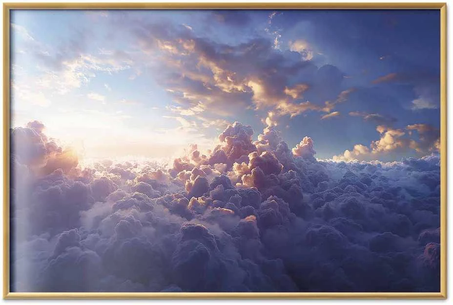 Artgeist Plakatas - Sun in Hiding: The Golden Face of the Sky Over the Cloudy Sea