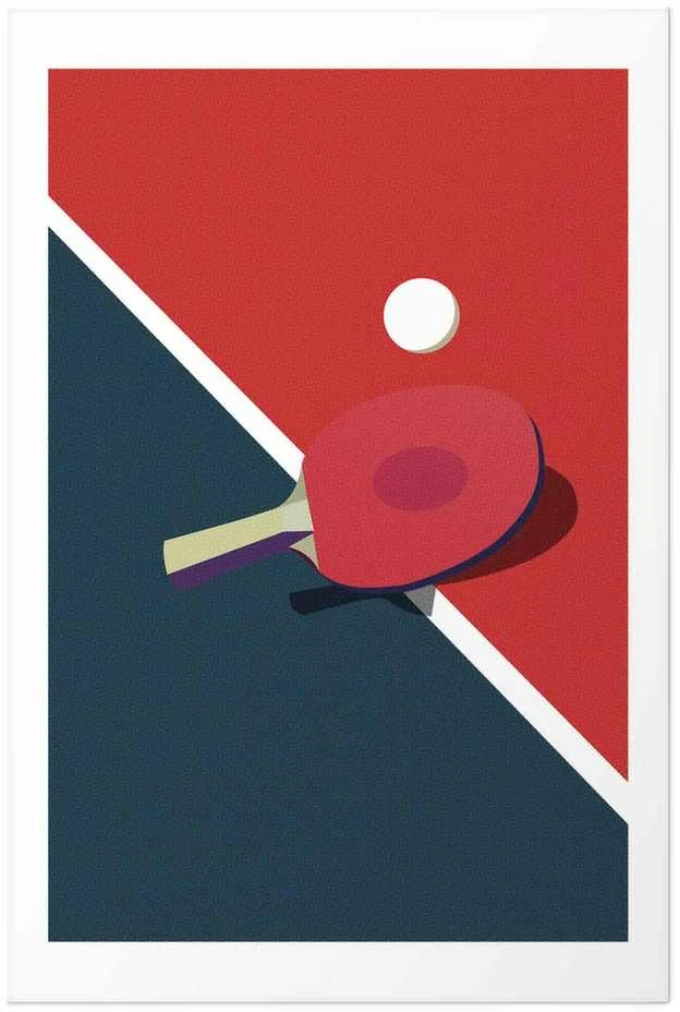Artgeist Plakatas - Table Tennis - Ball and Racket on a Table