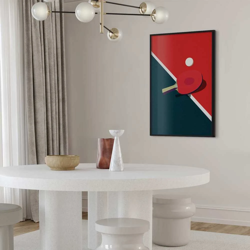 Artgeist Plakatas - Table Tennis - Ball and Racket on a Table