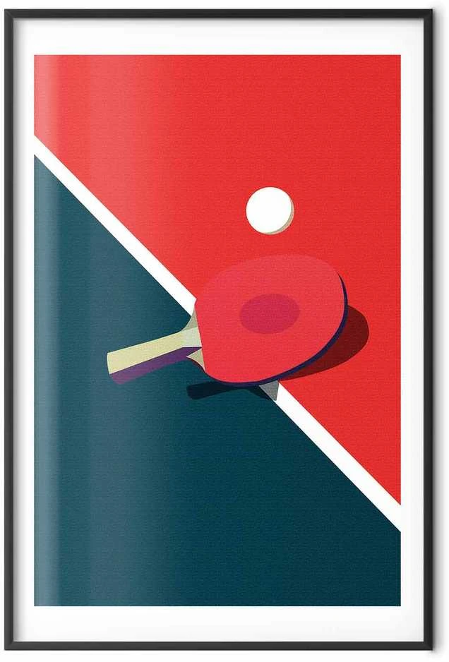 Artgeist Plakatas - Table Tennis - Ball and Racket on a Table