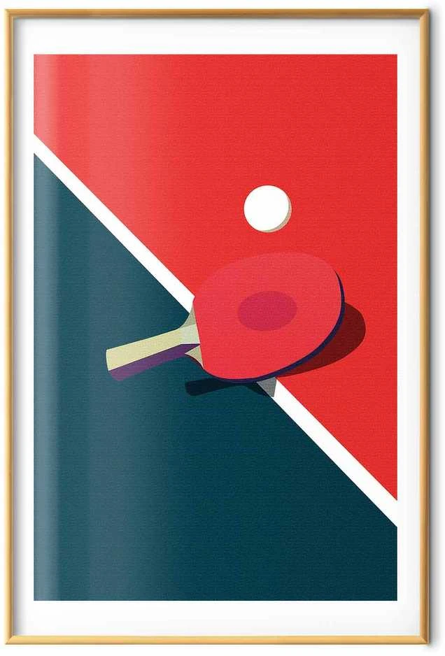 Artgeist Plakatas - Table Tennis - Ball and Racket on a Table
