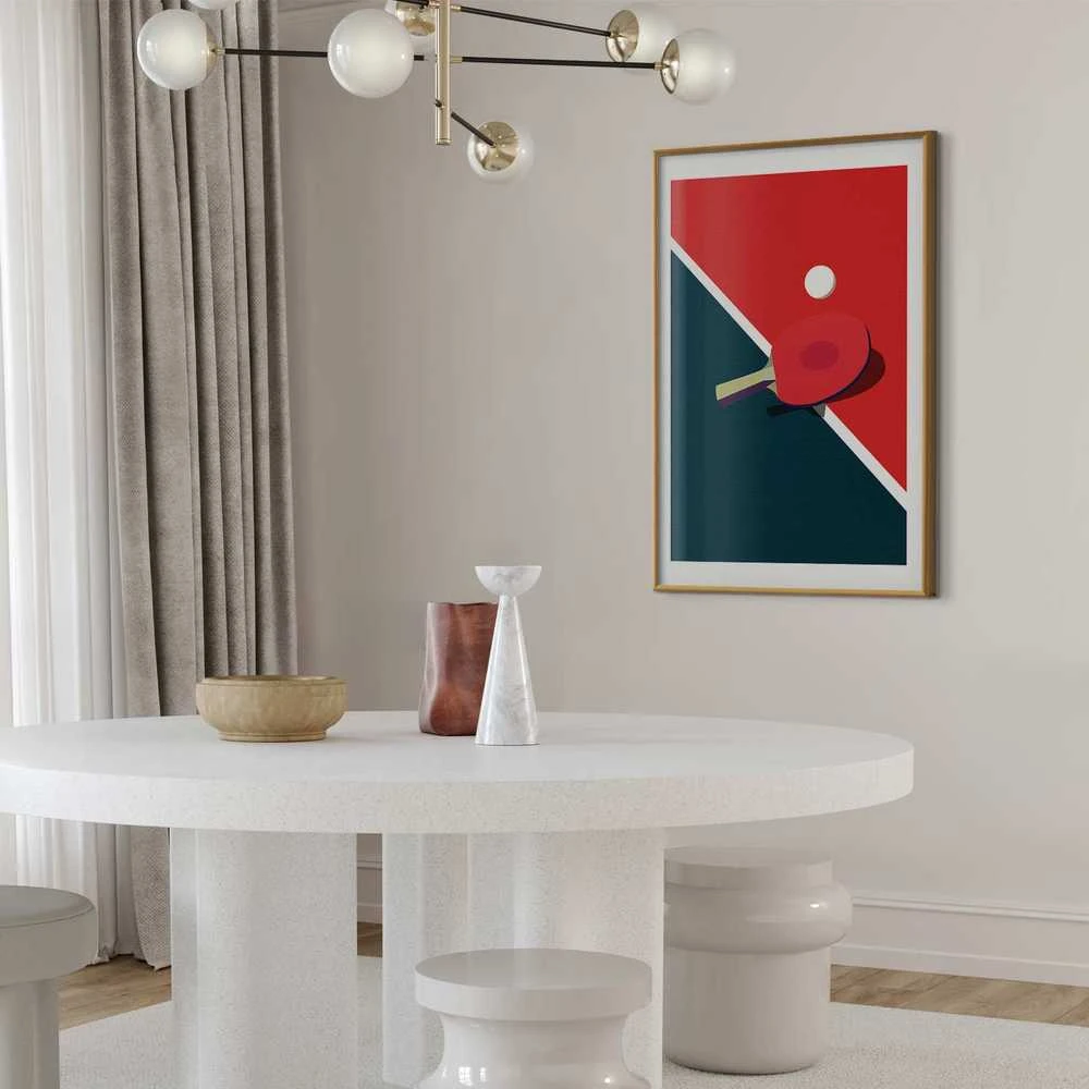 Artgeist Plakatas - Table Tennis - Ball and Racket on a Table