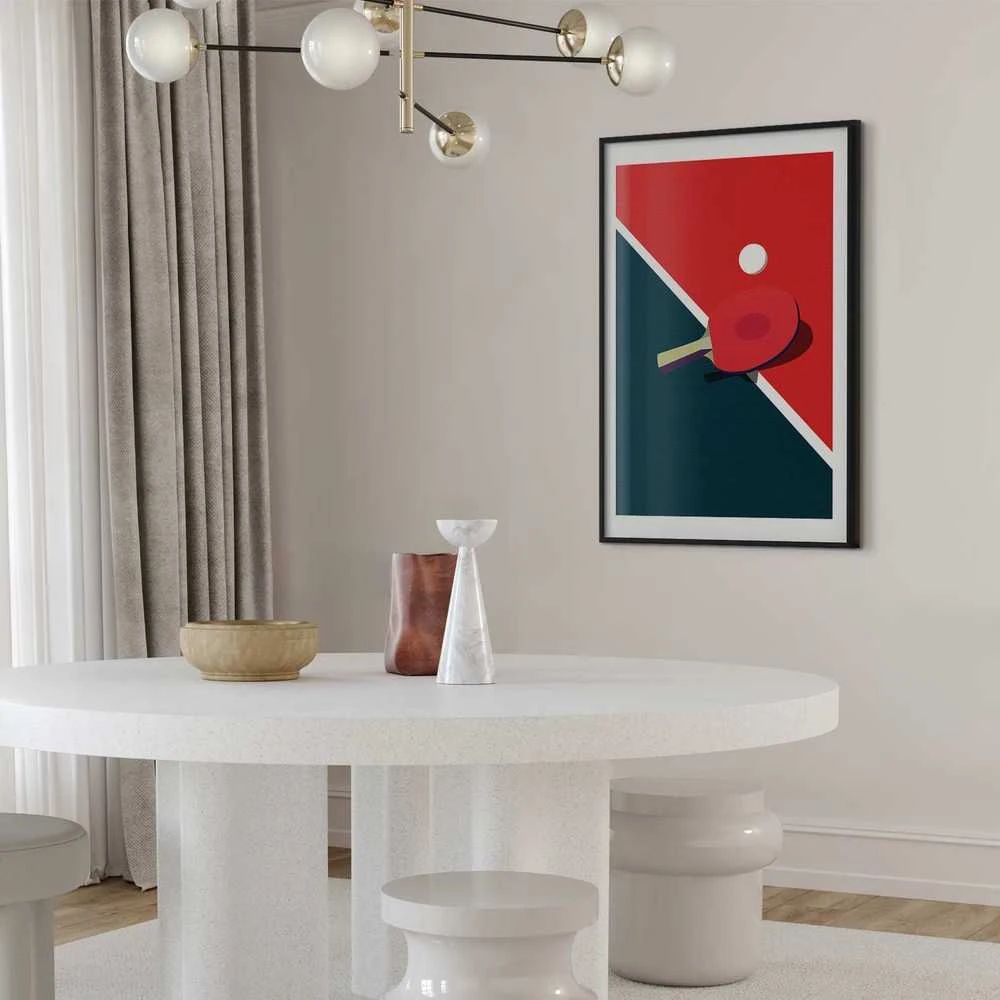 Artgeist Plakatas - Table Tennis - Ball and Racket on a Table