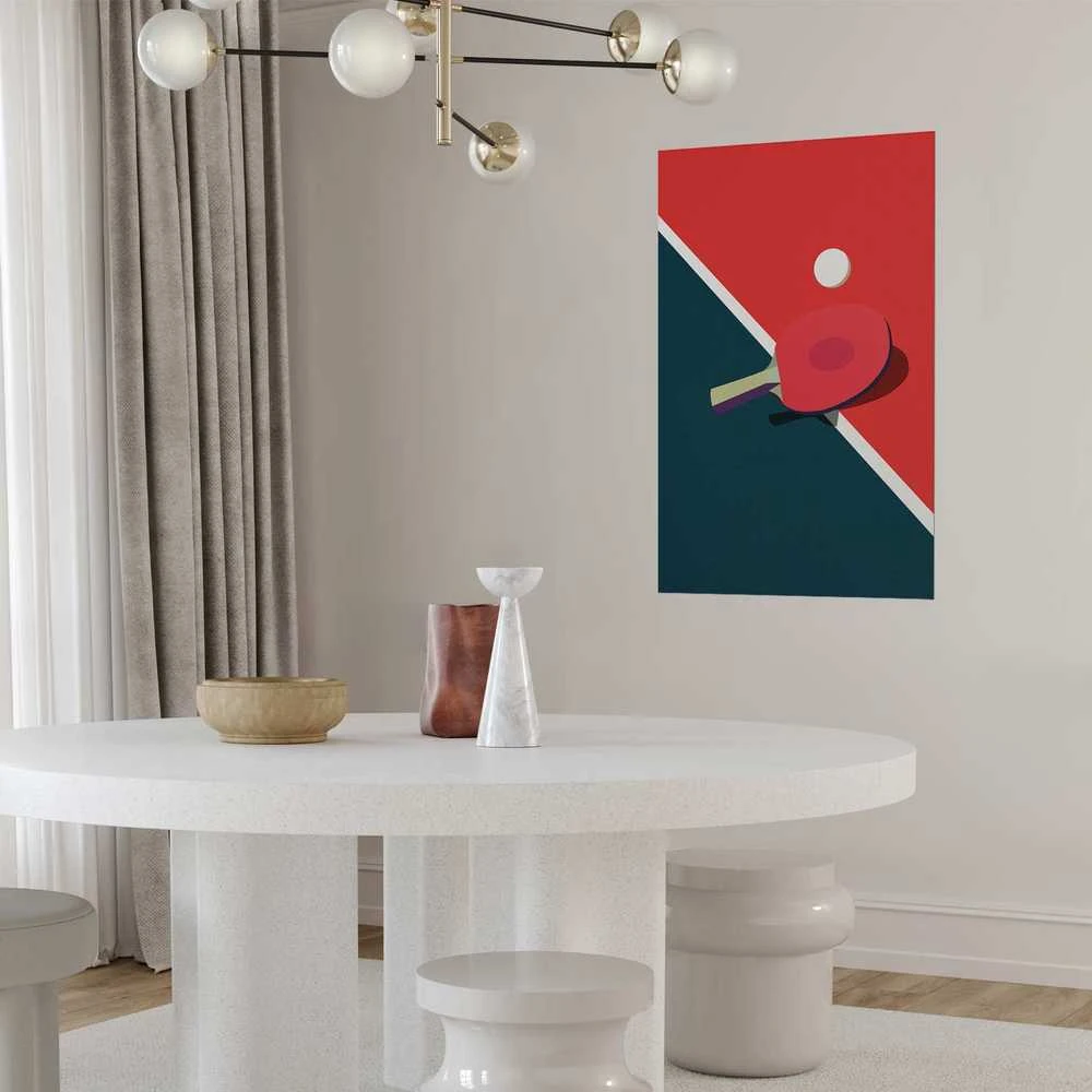 Artgeist Plakatas - Table Tennis - Ball and Racket on a Table