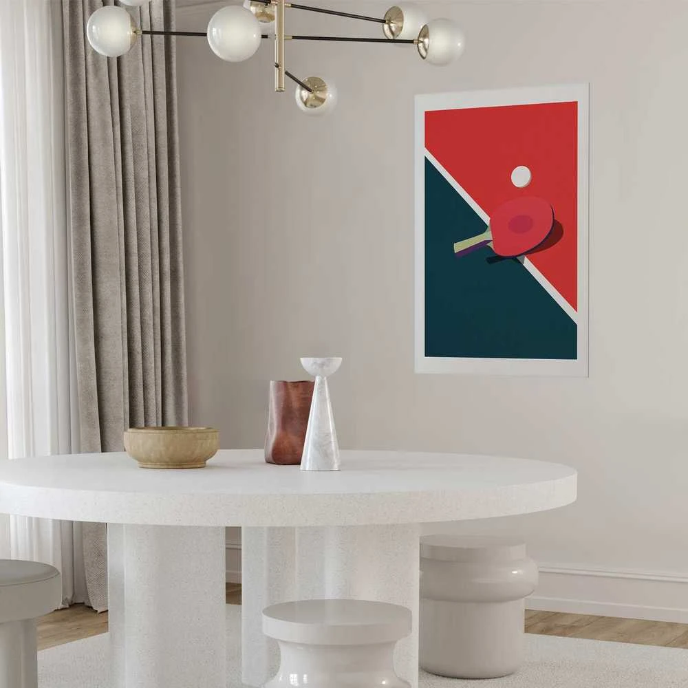 Artgeist Plakatas - Table Tennis - Ball and Racket on a Table