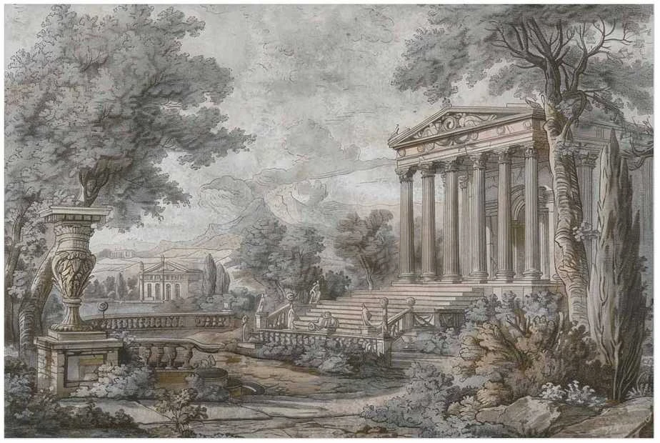 Artgeist Plakatas - Temple on the Hill - Greek Architecture in Muted Tones