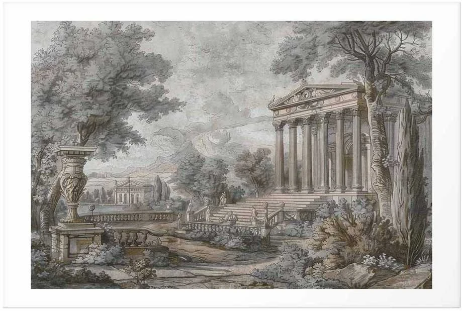 Artgeist Plakatas - Temple on the Hill - Greek Architecture in Muted Tones