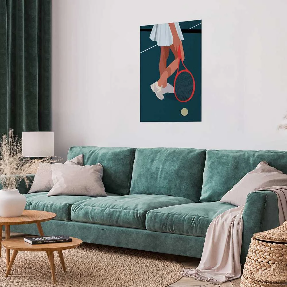 Artgeist Plakatas - Tennis Player with a Raudona Racket on the Court - Illustration