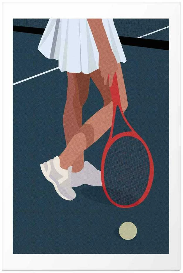 Artgeist Plakatas - Tennis Player with a Raudona Racket on the Court - Illustration