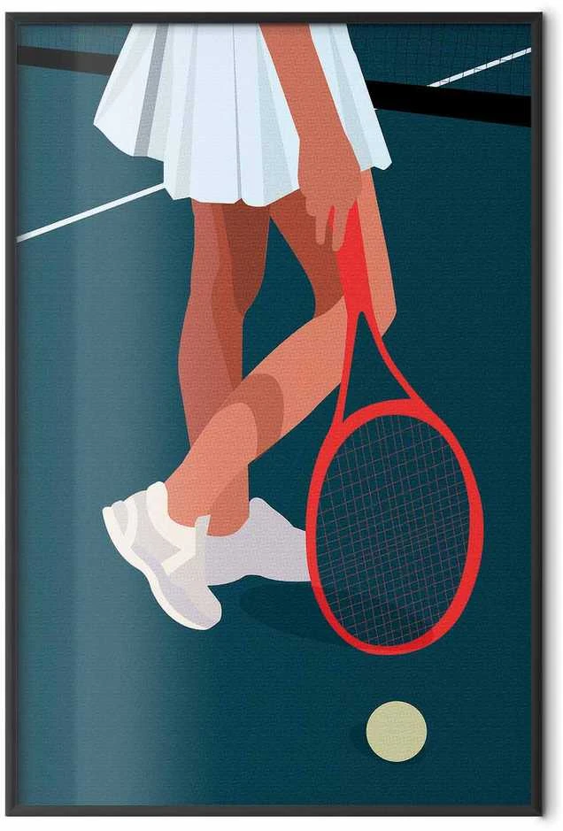 Artgeist Plakatas - Tennis Player with a Raudona Racket on the Court - Illustration