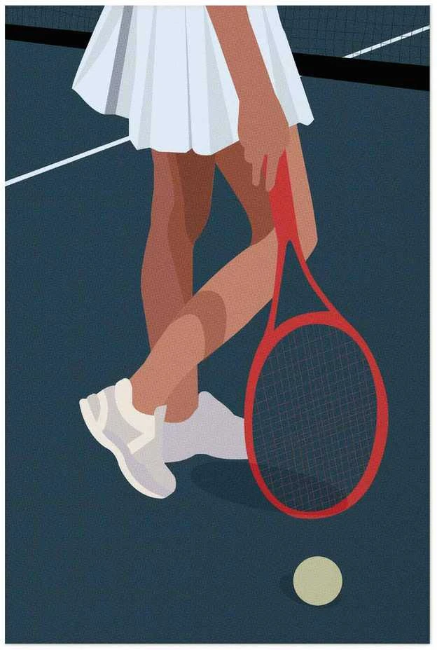 Artgeist Plakatas - Tennis Player with a Raudona Racket on the Court - Illustration