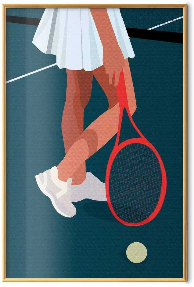 Artgeist Plakatas - Tennis Player with a Raudona Racket on the Court - Illustration