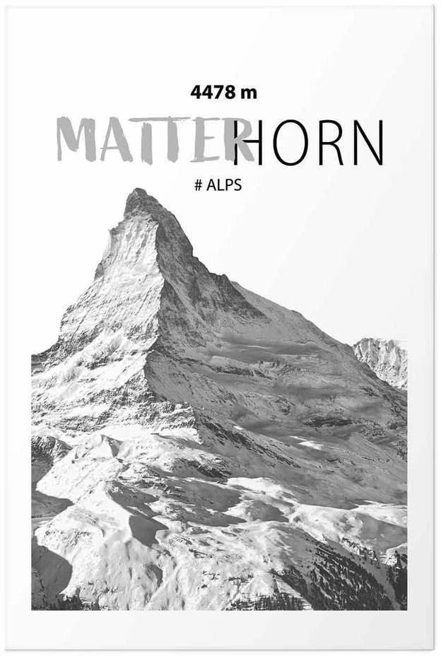 Artgeist Plakatas - The majestic Matterhorn mountain peak, crown of mountains, mountain landscape