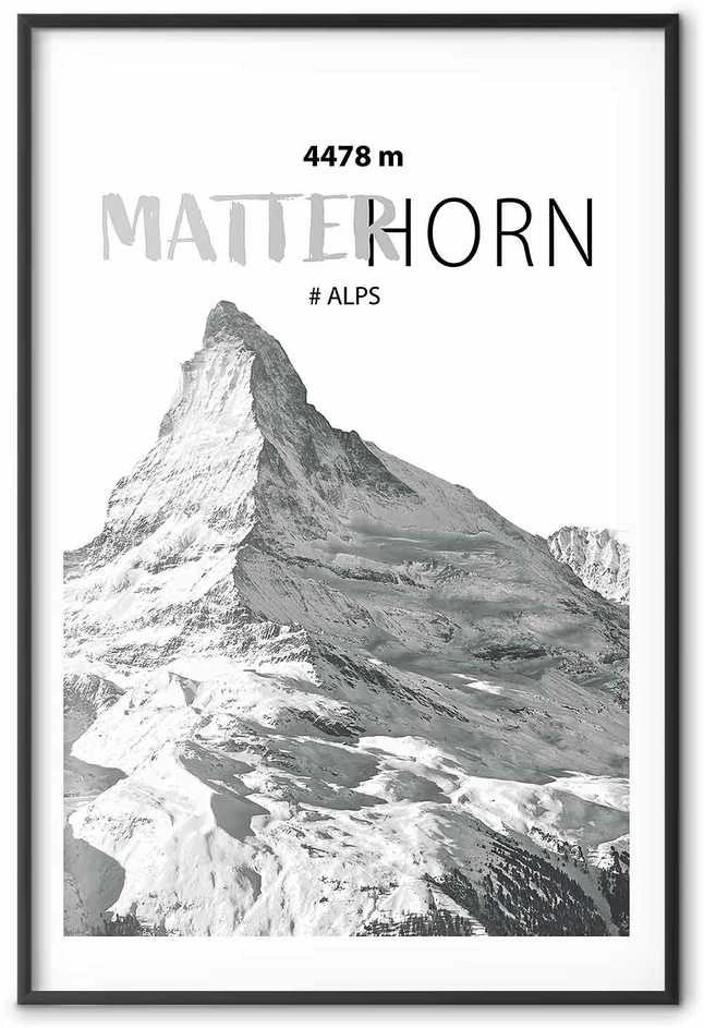 Artgeist Plakatas - The majestic Matterhorn mountain peak, crown of mountains, mountain landscape