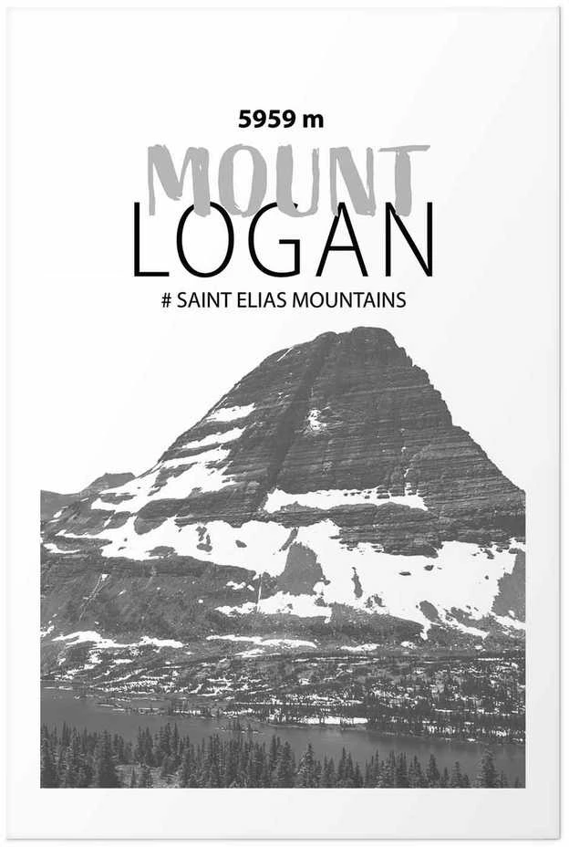 Artgeist Plakatas - The majestic Mount Logan mountain peak, crown of mountains, mountain landscape